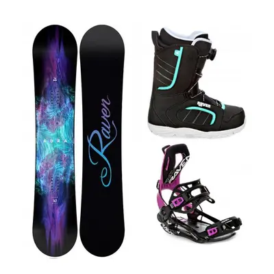 Raven Aura snowboard + Raven Fastec FT360 black/fuchsia vázání + Raven Diva MOZ black/mint boty