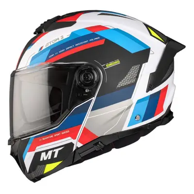 MT Helmets ATOM 2 SV BAST A0 perleťová černo-modro-červeno-bílá