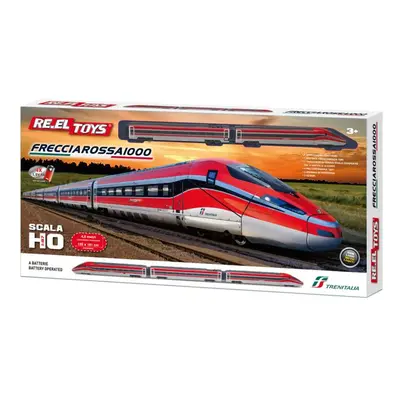 RE.EL Toys Frecciarossa 1000 licencovaný vlak v měřítku H0 na baterie, vlak 91cm, dráha 5m