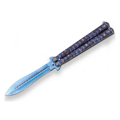 Cuchilleria Joker, s.l. Joker motýlek aluminium blue ornamet one edge 105 mm (VÝPRODEJ)