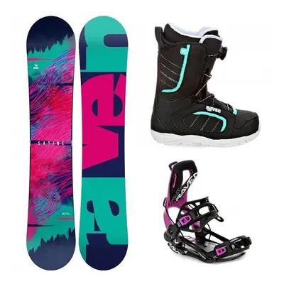 Raven Satine snowboard + Raven Fastec FT360 black/fuchsia vázání + Raven Diva MOZ black/mint bot