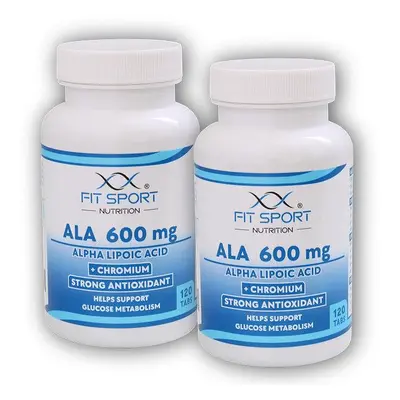 FitSport Nutrition 2x ALA 600mg Alpha Lipoic Acid + Chromium 120 tabs - Kyselina Alfa Lipoová