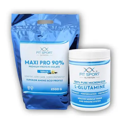 FitSport Nutrition Maxi Pro 90% 2500g + 100% Pure L-Glutamine 550g Micronized