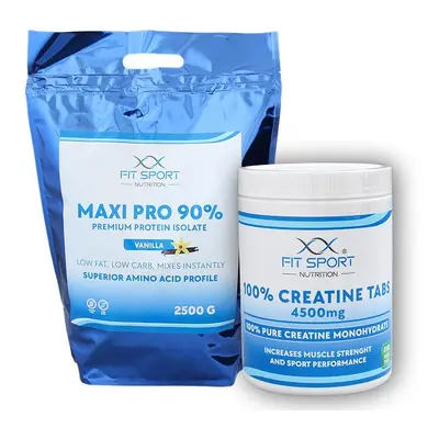 FitSport Nutrition Maxi Pro 90% 2500g + 100% Creatine Tabs 4500mg 240 vege tabs