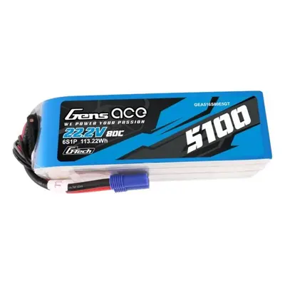 Gens Ace G-Tech 5100mAh 80C 22,2V 6S1P Lipo Battery Pack s EC5 konektorem