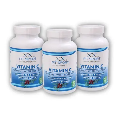 FitSport Nutrition 3x Vitamin C 1000mg with Rose Hips 120 vege tablet