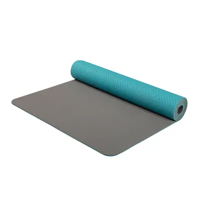 Podložka na jogu Yoga Mat dvouvrstvá materiál TPE tyrkys/šedá