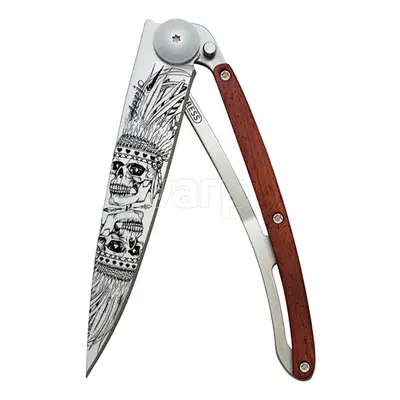 Kapesní nůž Deejo 1CB041 Tattoo indian skull 37g, coral wood