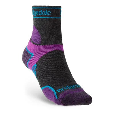 Ponožky Bridgedale TRAIL RUN LW T2 MS 3/4 CREW WOMEN'S Charcoal/Purple/260 Ponožky: S (3-4,5)