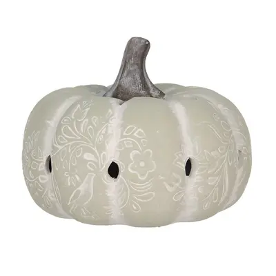 Oranžová kovová dekorace dýně Pumpkin s Led světýlky - Ø 34*38 cm Clayre & Eef