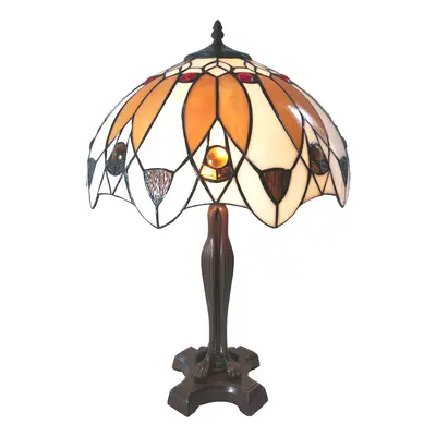 Bronzová antik kovová stojací lampa s dekorem listů - 64*64*165 cm/ 3*40W Clayre & Eef