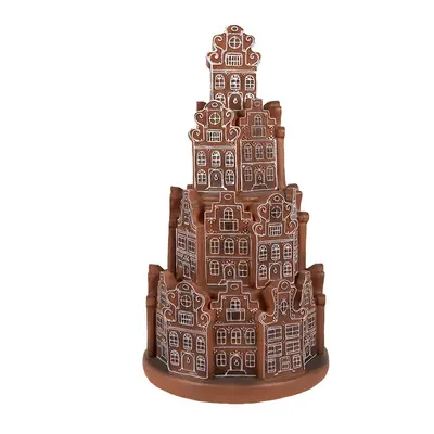 Svítící perníková věž z chaloupek Gingerbread House - Ø 18 * 33 cm/ 3*AAA Clayre & Eef