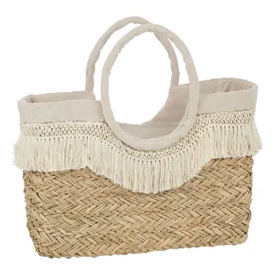 Plážová taška z mořské trávy s krajkou Beach Bag Lace - 59*16*30 cm J-Line by Jolipa