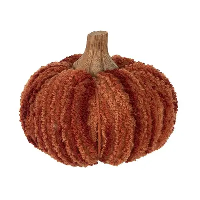 Tmavě cihlová látková dekorace dýně Pumpkin M - Ø 12*10 cm Clayre & Eef