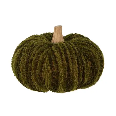 Tmavě zelená látková dekorace dýně Pumpkin L - Ø 15*12 cm Clayre & Eef