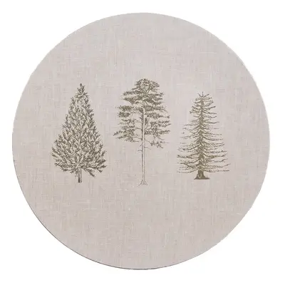 Béžový servírovací talíř se stromky Natural Pine Trees - Ø 33*1 cm Clayre & Eef