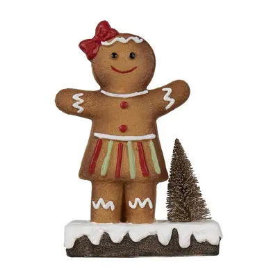 Hnědá vánoční dekorace holčička Perníček Gingerbread - 15*7*21 cm Clayre & Eef