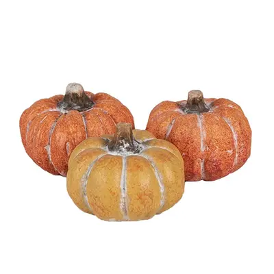 Set 3ks keramická oranžová dekorace dýně Pumpkin - 3* Ø 5*4 cm Clayre & Eef