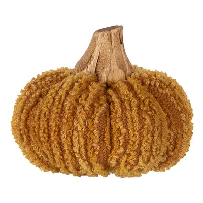 Oranžová textilní dekorace dýně Pumpkin - Ø 9*8 cm Clayre & Eef