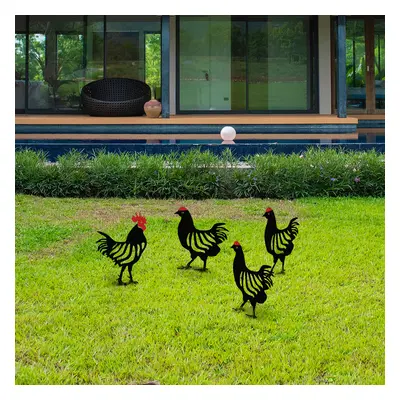 ASIR Dekorativní zahradní doplňky CHICKEN FAMILY4 černé