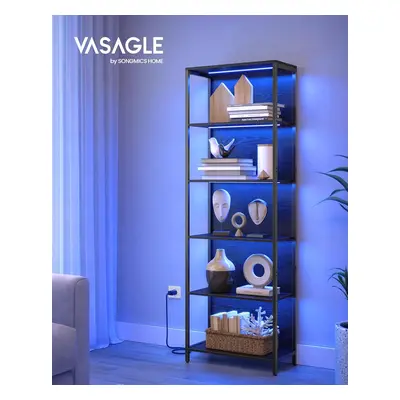 VASAGLE Regál s LED osvětlením polic 60 x 179 x 30 cm černý