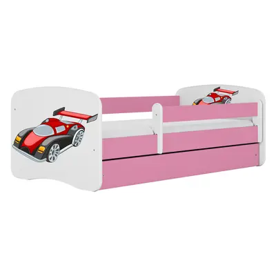 Kocot kids Dětská postel Babydreams závodní auto růžová, varianta 80x160, se šuplíky, s matrací