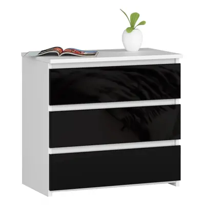 Ak furniture Komoda CL3 60 cm bílá/černá lesk