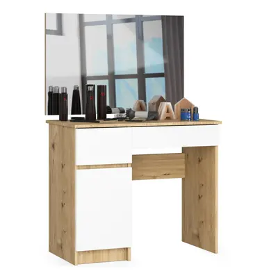 Ak furniture Kosmetický stolek se zrcadlem P-2/SL I dub artisan/bílý levý