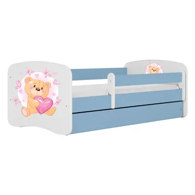 Kocot kids Dětská postel Babydreams medvídek s motýlky modrá, varianta 80x160, se šuplíky, s mat