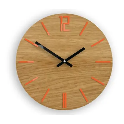 ModernClock Nástěnné hodiny Carlo Wood hnědo-oranžové