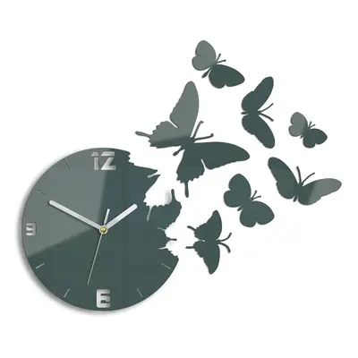 ModernClock 3D nalepovací hodiny Butterfly tmavě šedé