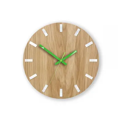 ModernClock Nástěnné hodiny Simple Oak hnědo-zelené