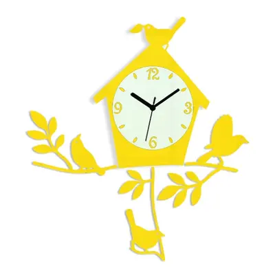 ModernClock Nástěnné hodiny Birdie žluté