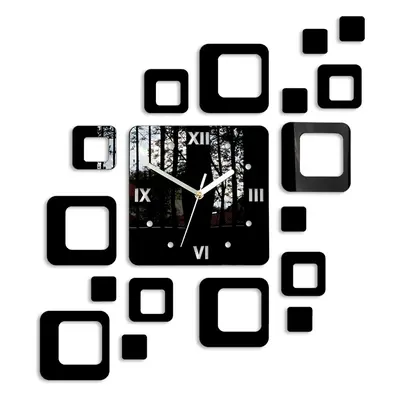 ModernClock 3D nalepovací hodiny Roman Quadrat černé