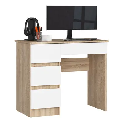 Ak furniture Psací stůl A-7 90 cm dub sonoma/bílý levý