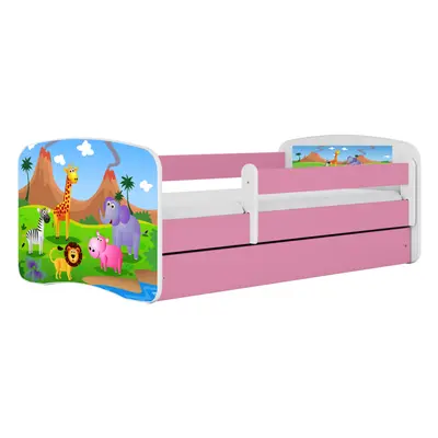 Kocot kids Dětská postel Babydreams safari růžová, varianta 80x160, se šuplíky, s matrací