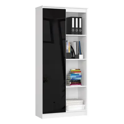 Ak furniture Regál Rexa 80 cm 1 skříňka a 4 police bílý/černý