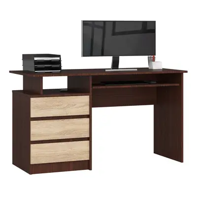 Ak furniture Volně stojící psací stůl CLP 135 cm wenge/dub sonoma