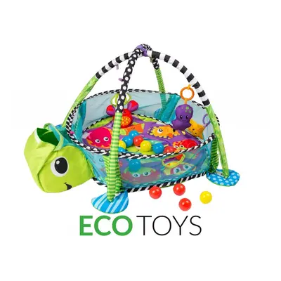 ECOTOYS Vzdělávací hrací deka s míčky Eco Toys - želva