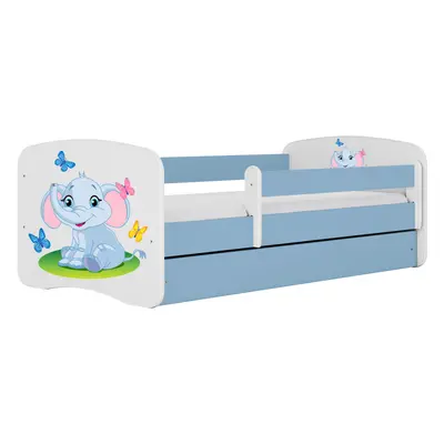 Kocot kids Dětská postel Babydreams slon s motýlky modrá, varianta 80x160, se šuplíky, s matrací