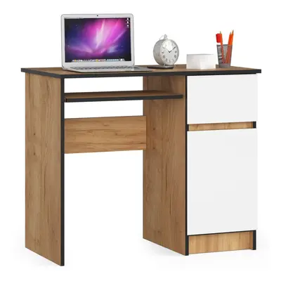 Ak furniture Psací stůl PIKSEL 90 cm dub craft zlatý/bílý pravý