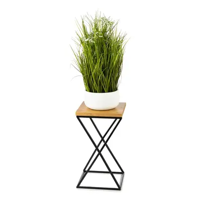 DekorStyle Květinový stojan LOFT I 40 cm černý/dub lancelot