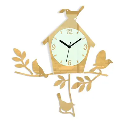 ModernClock Nástěnné hodiny Birds zlaté