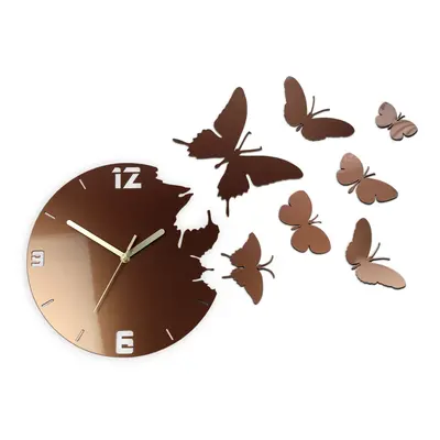 ModernClock 3D nalepovací hodiny Butterflies meděné