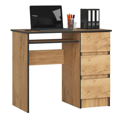 Ak furniture Psací stůl A-6 90 cm dub craft zlatý pravý