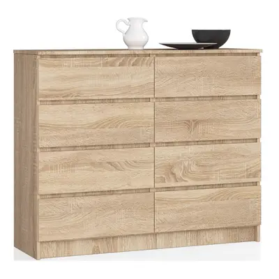 Ak furniture Komoda Kuba 120 cm 8 šuplíků dub sonoma