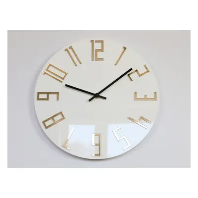 ModernClock Nástěnné hodiny Slim Gold bílé