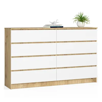 Ak furniture Komoda Kuba 160 cm 8 šuplíků dub artisan/bílá