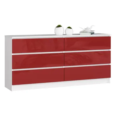 Ak furniture Komoda Rollo V 160,4 cm bílá/červená lesklá