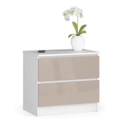 Ak furniture Komoda Kuba 60 cm - 2 šuplíky bílá/cappuccino